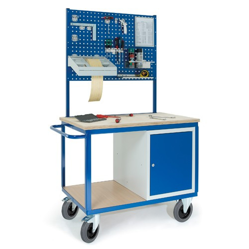Werkstattwagen mit Stahlschrank 2xLochplatten