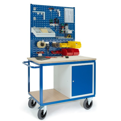 Werkstattwagen mit Stahlschrank 2x Lochplatten 1x Schlitzplatte